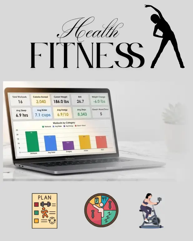 30-Day Fitness & Diet Planner Excel Template | Weight, Meal & Workout Tracker
